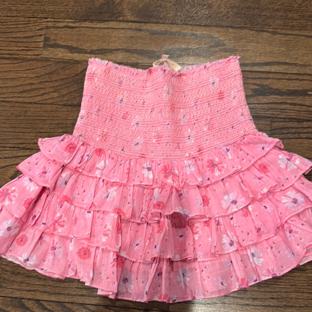 Loveshackfancy Yorkie skirt in coral